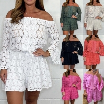 Trendiga off-shoulder trumpet långärmad med tofsar