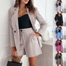 Modernt tvådelat kostymset med Notch Lapel Blazer och Shorts