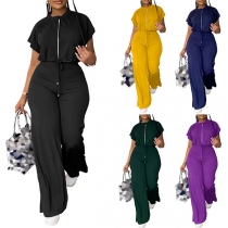 Set med Crop Top och Byxor i Rakt Snitt, Tvådelat Modeensemble