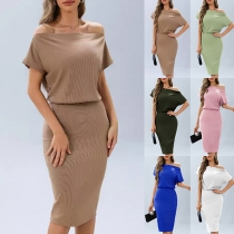 Moderiktig En-axel kortärmad Bodycon Klänning