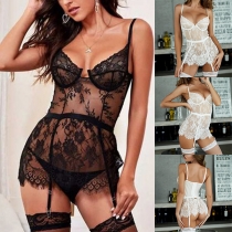 Sexig genomskinlig spetsbodysuit