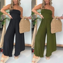 Axelbandslös höghus jumpsuit med vida ben för gatustil