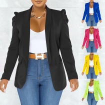 Mode Puff Långärmad Krage Blazer