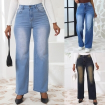 Jeans i rak modell med gammaltvättad look