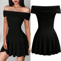 Sexig off-shoulder Volangkant Bodycon Klänning