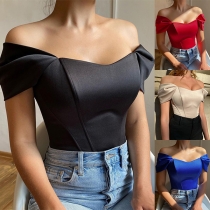 Sexig off-shoulder kepsärmad korsettbodysuit