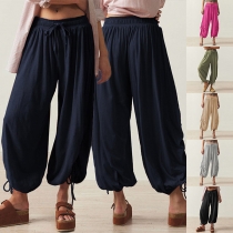 Casual Elastisk dragsko i midjan Vida lyktbyxor