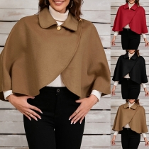 Modestativ krageknapp Oregelbunden fåll Duffle Korta Cape-Poncho för kvinnor