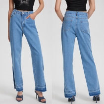 Högmidjade sidosprund Råkantade Rakskurna denimjeans
