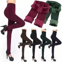 Mode enfärgade plyschfodrade höghus eleganta varma leggings