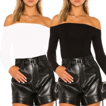 Sexig off-shoulder blus med långa ärmar