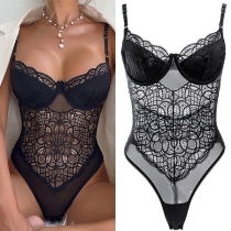 Sexig spetsdetaljerad body med sweetheart-urringning och öppen rygg i underkläderstil