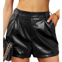 PU-shorts i syntetiskt läder för trendig stil