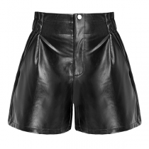 Höga konstläder PU-shorts för fashionistas