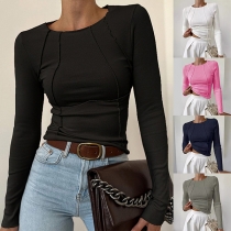 Långärmad slimfit crew neck tröja för modeintresserade