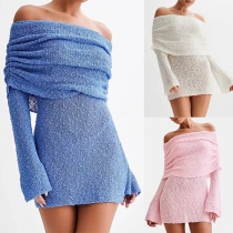 Elegant off-shoulder långärmad Bodycon-klänning