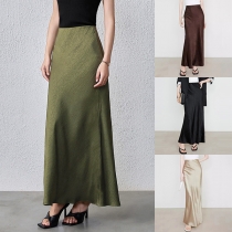 Elegant texturerad enfärgad Maxikjol
