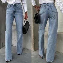 Vintage raka höghus gammeltvättade jeans