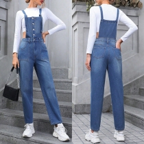 Streetwear Justerbar axelrem Loose fit jeansbyxa