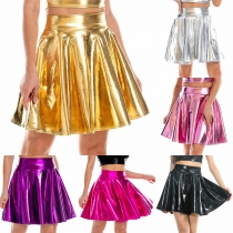 Mode Bling-bling Ljus nyans Hög plisserad kjol