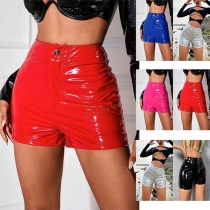 Ljusa Modefärger Höghus PU-konstläder shorts