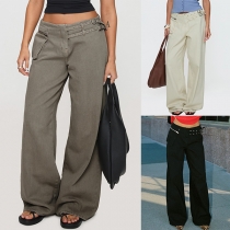 Street Fashion Justerbara sidorem midjebyxor med vida ben