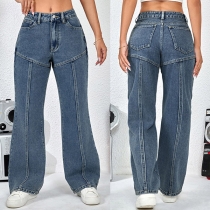 Rakt skurna jeans med vintage tvättmode