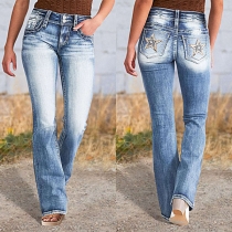 Fashion Star Broderi Höghus vintage-tvättade jeans