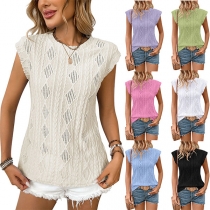 Mode Rundhals Kurzarm Jacquard Hemd