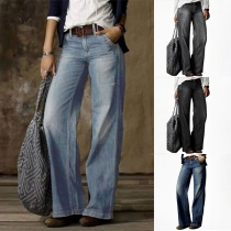 Vintage raka ben gammaltvättade jeans