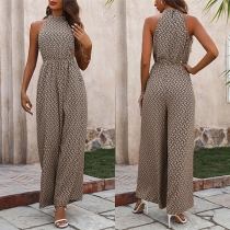Ärmlös blommig Jumpsuit med hög midja och vida ben