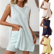 Bekvämt tvådelat set med ärmlös topp och shorts
