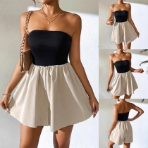Contrast Color Off-Shoulder Fashion Romper
