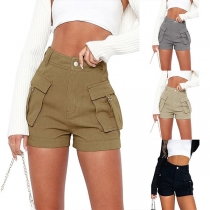 Höghusmode sidolappade fickor cargo-jeansshorts