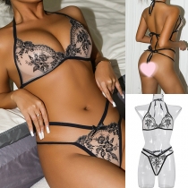 Trendig enkel bh med transparenta blommor och broderade sexiga underkläder
