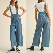 Retroinspirerade löst sittande raka denimoveraller