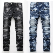 Motorcykeljeans i vintage-stil med rak passform