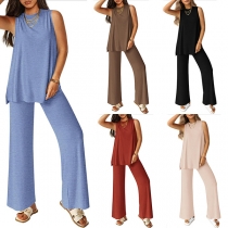 Set med luftig väst och vida byxor för en avslappnad look