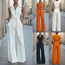 Klassisk jumpsuit med vida ben perfekt för kontorsbruk