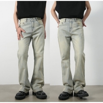 Mellanhöga raka jeans med vintage-tvätt