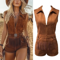 Bodysuit i westernstil med tofsar