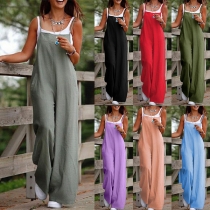 Trendig enfärgad jumpsuit med kvadratisk urringning och rymlig passform