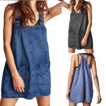 Denimkjol med strumpebandsdetalj i avslappnad passform