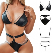Bikini i läderlook, tvådelad design