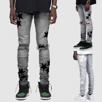 Elastiska slim fitjeans med stjärntryck