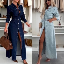 Moderiktig V-ringad långärmad tröja med knut i ryggen och slits