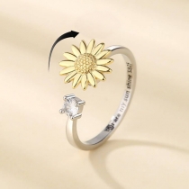 Snurrande ring med solrosblad och justerbart armband