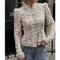 Romantisk vintageblus i jacquardspets
