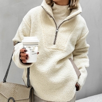Plyschfleece-tröja med vid krage – pullovermodell