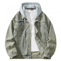 Oversize tvättad jeansjacka med slitna ärmslut